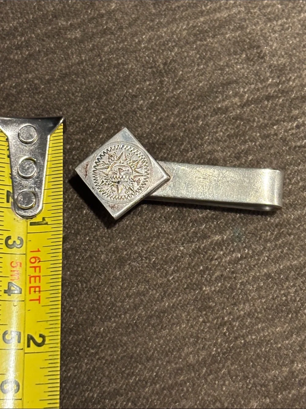 .925 Sterling Silver Men's Money Clip Mexican Vintage Sun Emblem